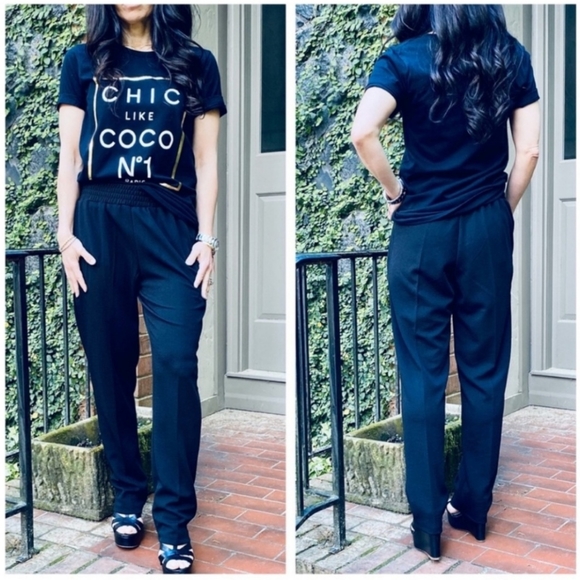 🆕️ Black Mid-Rise Elastic Waist Pants - Picture 2 of 2